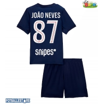 Paris Saint-Germain Joao Neves #87 Hjemmedraktsett Barn 2025-26 Kortermet (+ Korte bukser)